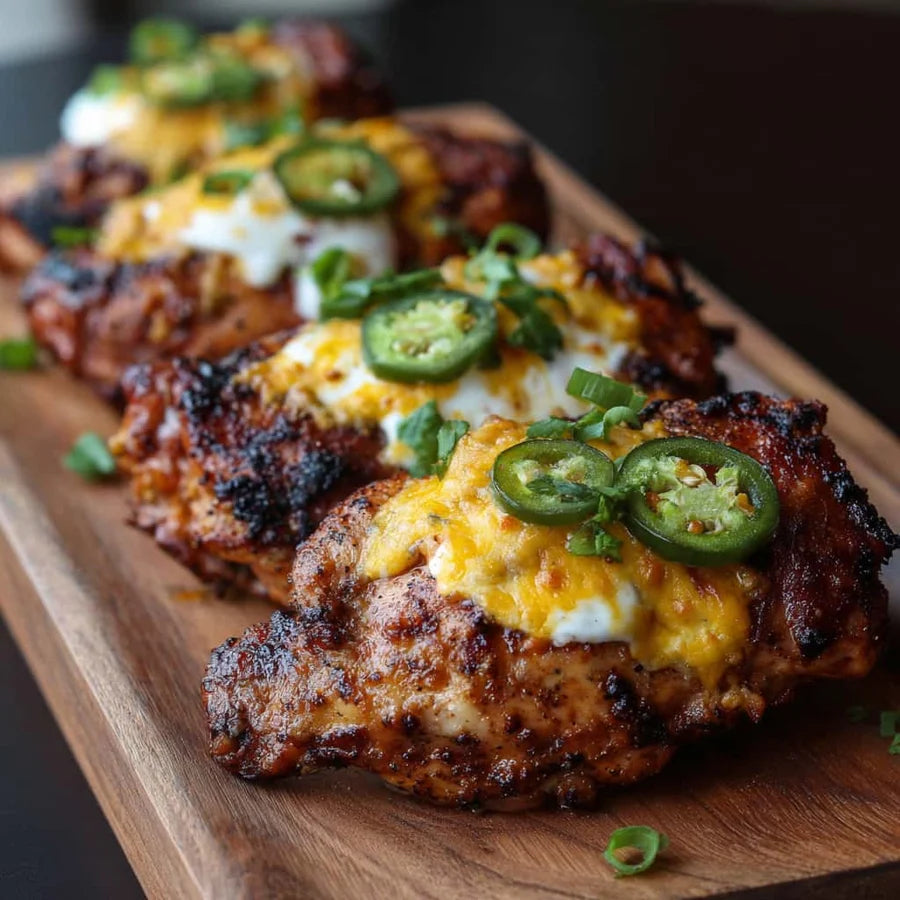Charcoal Atomic Chicken Breast with Jalapeño Popper Topping